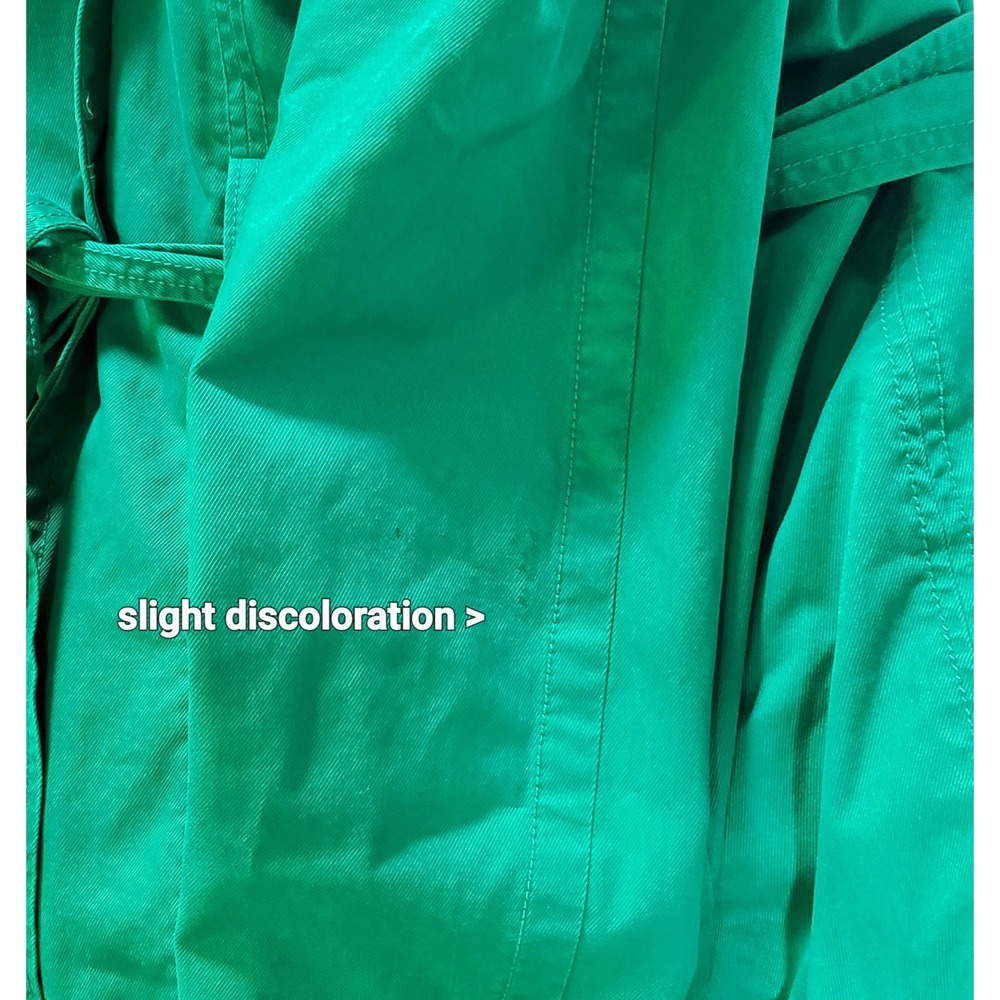 Vintage Old Navy Kelly Green Clean Girl Cotton Trench Coat Lightweight Size LT - Picture 7 of 7